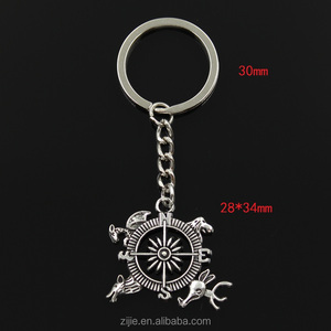 30mm Keychain DIY metal sostenedor cadena vendimia brújula León animal libélula ciervos 28*34mm colgante de plata antiguo - Product Image 2
