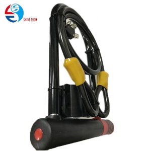 बाइक ताला हथकड़ी के साथ भारी शुल्क यू ताला और माउंट धारक के साथ स्टील केबल साइकिल बाइक ताला - Product Image 2