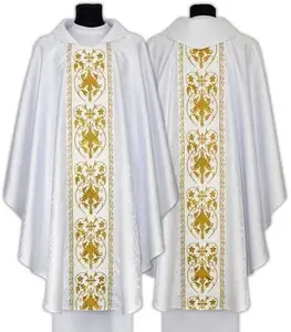 לספק מותאמים אישית chasuble obe הכנסייה לבנה גלימת כמורה cergy robe