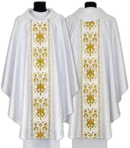 Supply custom chasuble obe clergy superplie kerk witte cergy gewaad