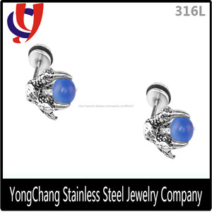 Alto pulido silver color medicado águila <span class=keywords><strong>de</strong></span> <span class=keywords><strong>acero</strong></span> forma <span class=keywords><strong>de</strong></span> cuentas pendientes <span class=keywords><strong>de</strong></span> perlas - Product Image 4