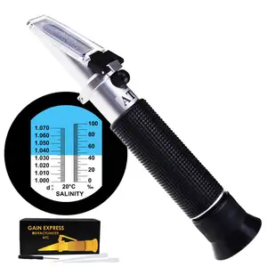 Dual Scale Salinity Refractometer ATC 0-100ppt (0-10%) & 1.000-1.070 Specific Gravity, Portable Meter Tester for Seawater Salt