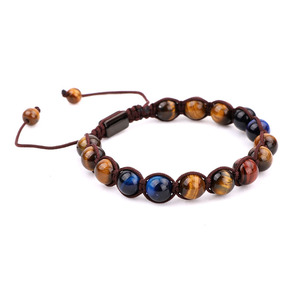 <span class=keywords><strong>Bracelet</strong></span> en macramé fait main pour <span class=keywords><strong>homme</strong></span> et femme, en pierre naturelle œil de tigre <span class=keywords><strong>bleu</strong></span> de haute qualité, nouvellement arrivé - Product Image 4