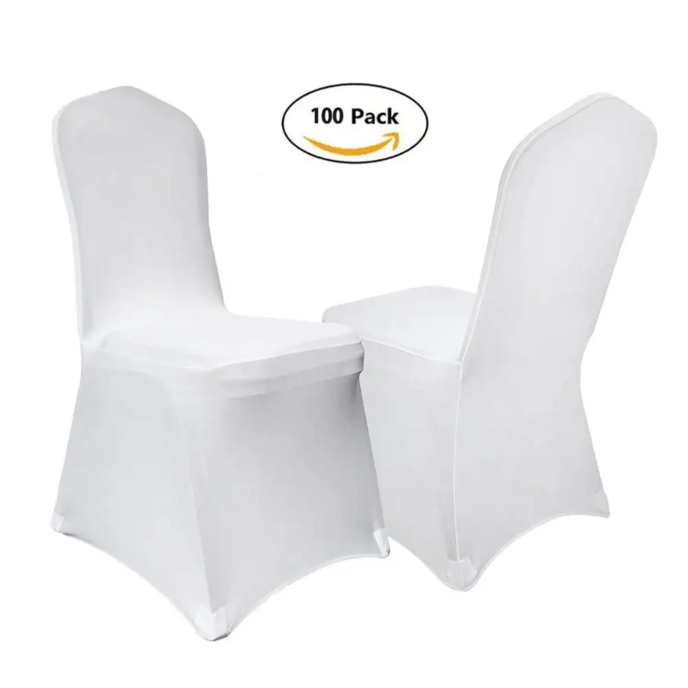 Barato al por mayor de spandex blanco universal cubierta de silla para boda,