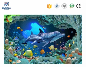 Par de delfines sealife diseño 3d azulejos, delfín precioso dormitorio 3d azulejos, el estilo de morden 3d baldosas - Product Image 6