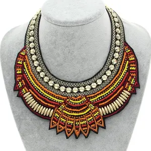National Style Handmade Ethnic Collar Necklaces Big Chokers Multicolor Beads Statement Necklaces Boho Jewelry Accessories