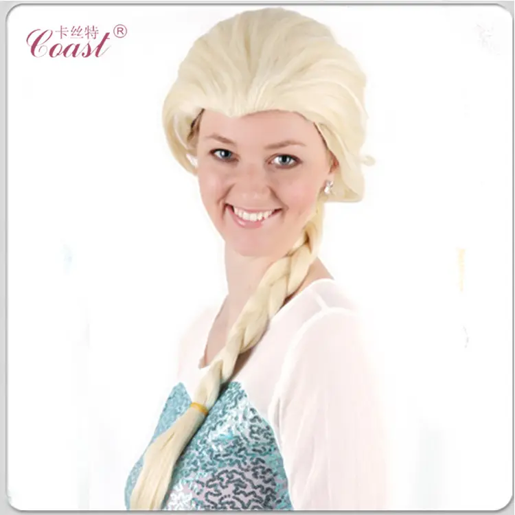 Long blond big braided elsa party wigs adult snow queen princess Frozen Wig