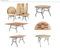 Table de banquet pliante en contreplaqué rectangulaire moderne pour mariages hôtels restaurants-conception pliable durable