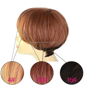 Ombre Pelucas sjipping libre $33 Virginal Recta Peluca de Cabello Humano Con Bang Corto Pelucas para Afroamericano Wome - Product Image 3