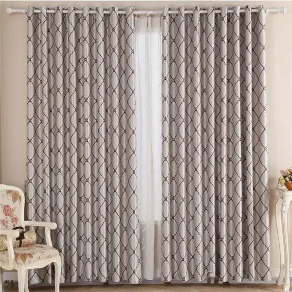 Wholesale Luxury 100% Polyester diamond patterned curtains ready made curtains and drapes