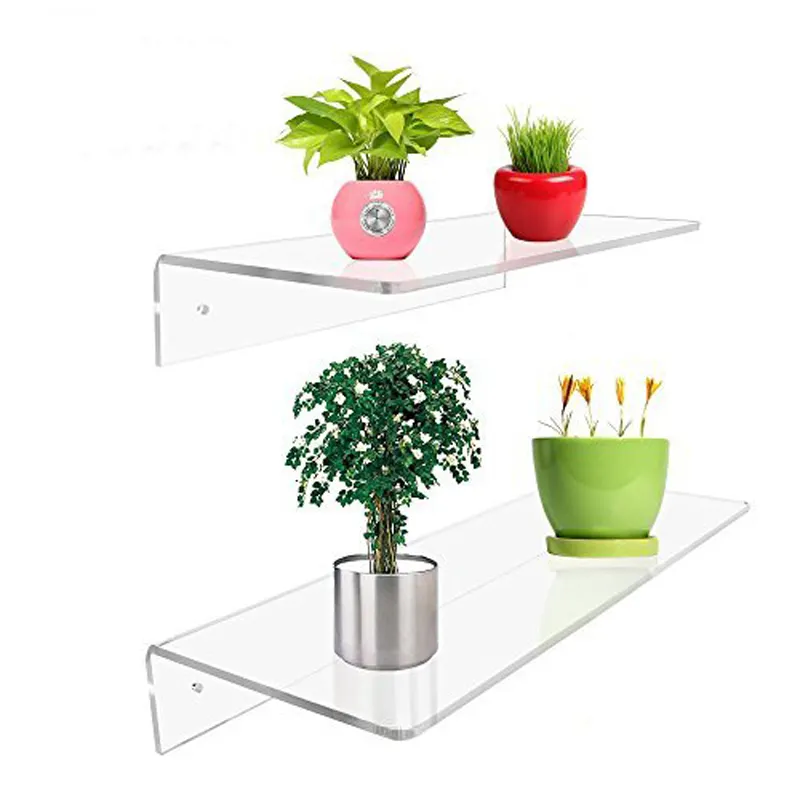 2018 Simple Design Wall mount Acrylic Display Shelf Floating Corner Shelf Brackets Floating Shelf