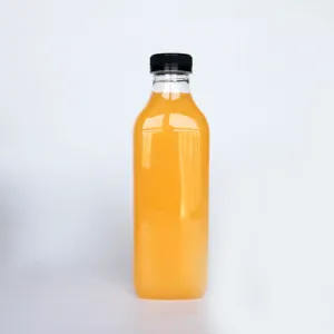 Transparent Square Pet Plastic Bottle for Cold Press Juice Beverage Drinking Cold Brew Coffee 1L Plastic Water Bottle