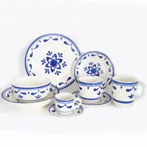 2023 best selling Hand Painted super white Stoneware Dinnerware set