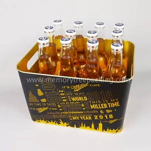 Cubo de hielo para cerveza, 12 botellas, cubos de hielo de Metal galvanizado y pinzas ecológicas
