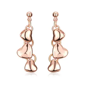 best selling fashion accessories women jewelry rose gold jewelry heart charm drop earrings