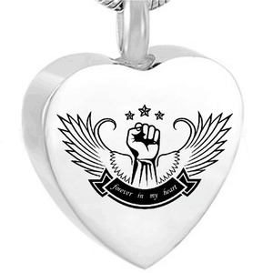 Gioielli per la cremazione, l'acciaio inossidabile sarà sempre nel mio cuore. Ali d'angelo. Gioielli da cremazione, souvenir, collane commemorative - Product Image 1