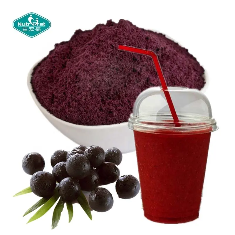 Food Grade Fruit Extract Organische 100% Vriesdrogen Acai Berry Extract Concentraat Sap Poeder Met Aangepaste Pakket