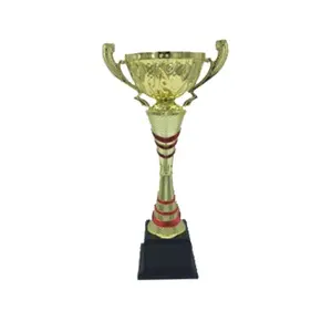 Metal Chalice with Red Accents Metal Bowl Trophy