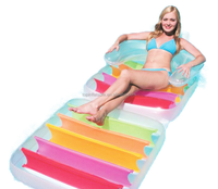 Chaise pliante gonflable flottante pour plage, piscine arc-en-ciel, radeau flottant, matelas de loisirs aquatiques avec porte-gobelets