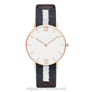 logo personalizzato uomo donna <span class=keywords><strong>Ulta</strong></span> sottile sottile nato cinturino in nylon orologi in pelle - Product Image 3