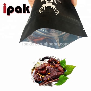Sac d'emballage alimentaire noir mat debout, personnalisé, pour boeuf jery - Product Image 2