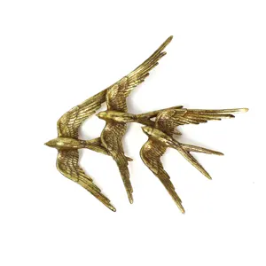 Resin Gold 3D Swallow Bird Wall Hangdings Arts Stickers Home Decor