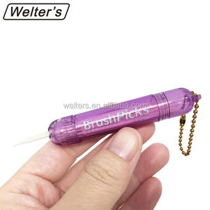 Brushpicks Disposable Ivory Dental Hygiene PC Plastic 15-Piece Souvenir Key Ring <b>Toothpick</b> in Round Tube - Product Image 1