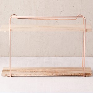 Europa nórdica cuadrado chapado en oro rosa de alambre de metal de pared cama estante flotante estantes, decoración de muebles de sala de KD - Product Image 2