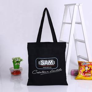 Réutilisable promotionnel Personnalisé Noir En Toile de Coton Fourre-Tout Recyclé Sacs À Provisions Avec Imprimé Lettres Blanches - Product Image 2