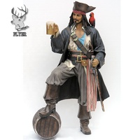 Statue de Jack Sparrow, pirate grandeur nature en fibre de verre, personnage de film