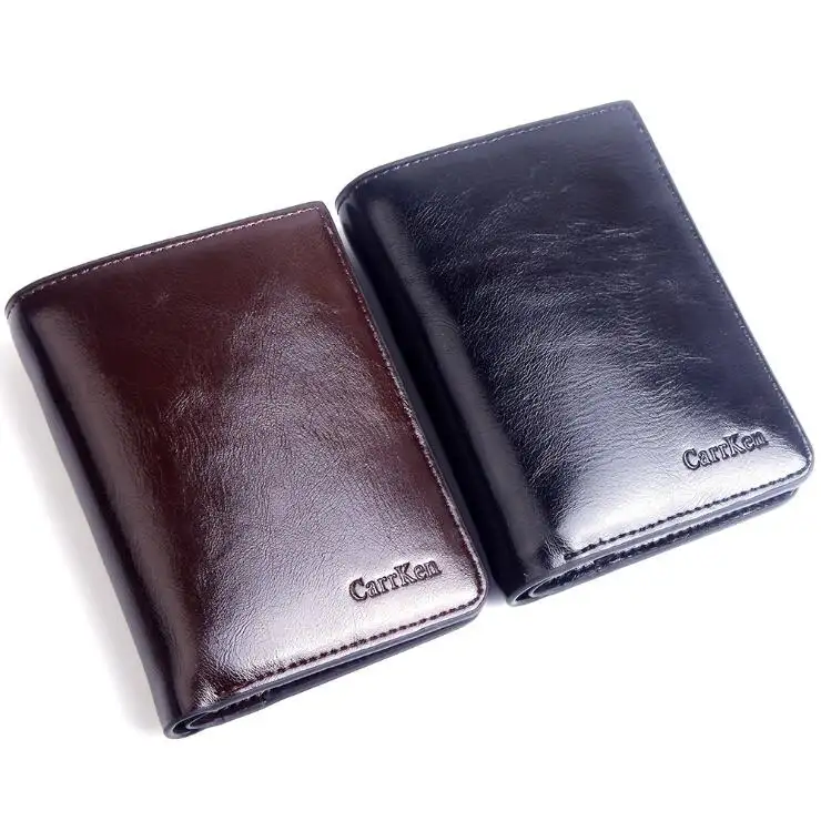 2019 Aliexpress Hot Sale Men Designer Wallets Hasp Zip Brown Oil Wax PU Leather Wallet