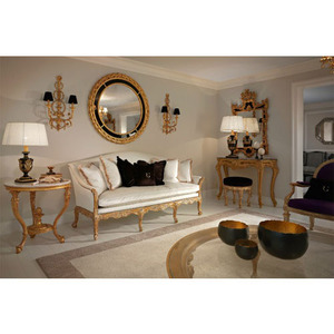 Ensemble de canapés Louis XV en bois massif sculpté à la main, style américain classique, avec broderies et décorations à pompons, vente en gros - Product Image 1