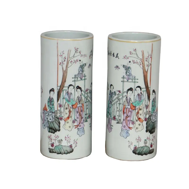 Chinese porcelain hat bottle standing ceramic cap shelf classic home decoration hand painting flower vase