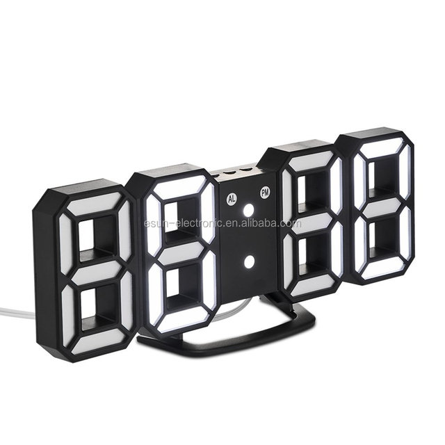 Smart Brightness Control 3D LED Modern Digital Alarm Wall Clock for Office Home Decor
