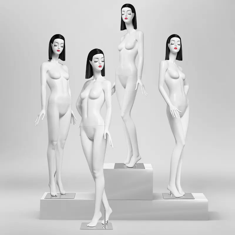 Высококачественная белая женская модель в полный рост, абстрактный женский манекен из стекловолокна для демонстрации одежды и окон