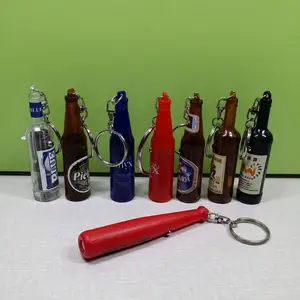 Hot selling custom projection logo LED keychain keyring promotional gift wine bottle shape LED projector keychain