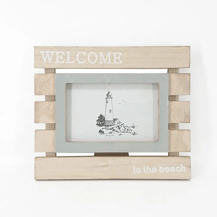 समुद्री लकड़ी रंग मुक्त स्टैंड लकड़ी के फोटो फ्रेम मेज पर