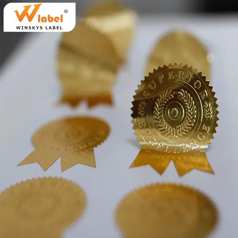 Klebstoff Präge aluminium gold folie papier label aufkleber druck