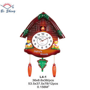 Reloj de pared de plástico con forma de casa para niños, música, para decoración, venta al por mayor, reloj de hora mundial - Product Image 2