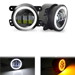 4 Zoll Auto Nebels chein werfer DRL Blinker Für Jeep Wrangler JK TJ LJ LED Nebel Fahr licht Engel Augen beleuchtung