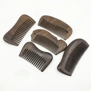 Custom Different Shapes Carved Anti-static Sandalwood Healthy Hotel Luxury Hair Wooden Comb