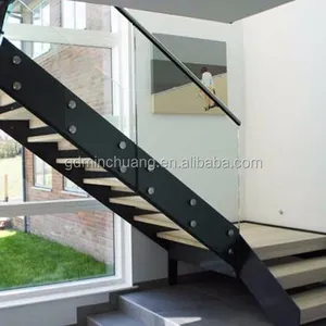 Pasamanos de escalera industrial de madera maciza de fácil instalación