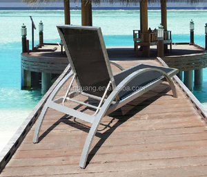 Arden-<span class=keywords><strong>tumbona</strong></span> de tela negra con marco de aluminio, muebles de playa - Product Image 3