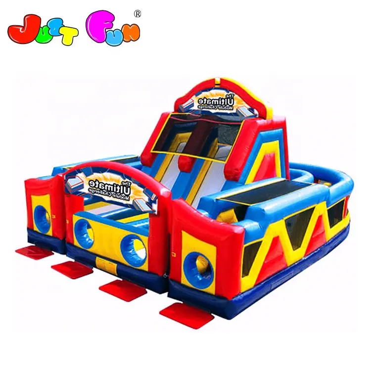 inflatable ultimate obstacle course with slide for kids