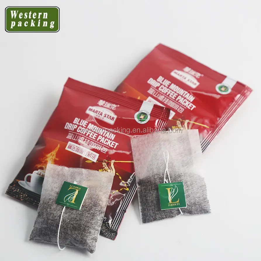 Filtro de café de fibra de milho biodegradável pla, saco com etiqueta