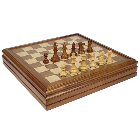 Set kotak catur Backgammon, Set papan permainan kayu kenari 2 in 1 dengan bagian catur