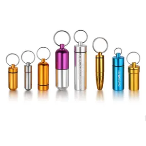 High Quality Waterproof Keychain Container Metal Pill Container Custom Aluminum Pill Holder Keychain Pill fob