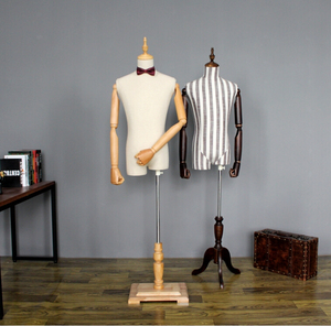 Torse en tissu recouvert de <span class=keywords><strong>mannequin</strong></span> 80F-3M <span class=keywords><strong>avec</strong></span> <span class=keywords><strong>bras</strong></span> en bois réglable - Product Image 3