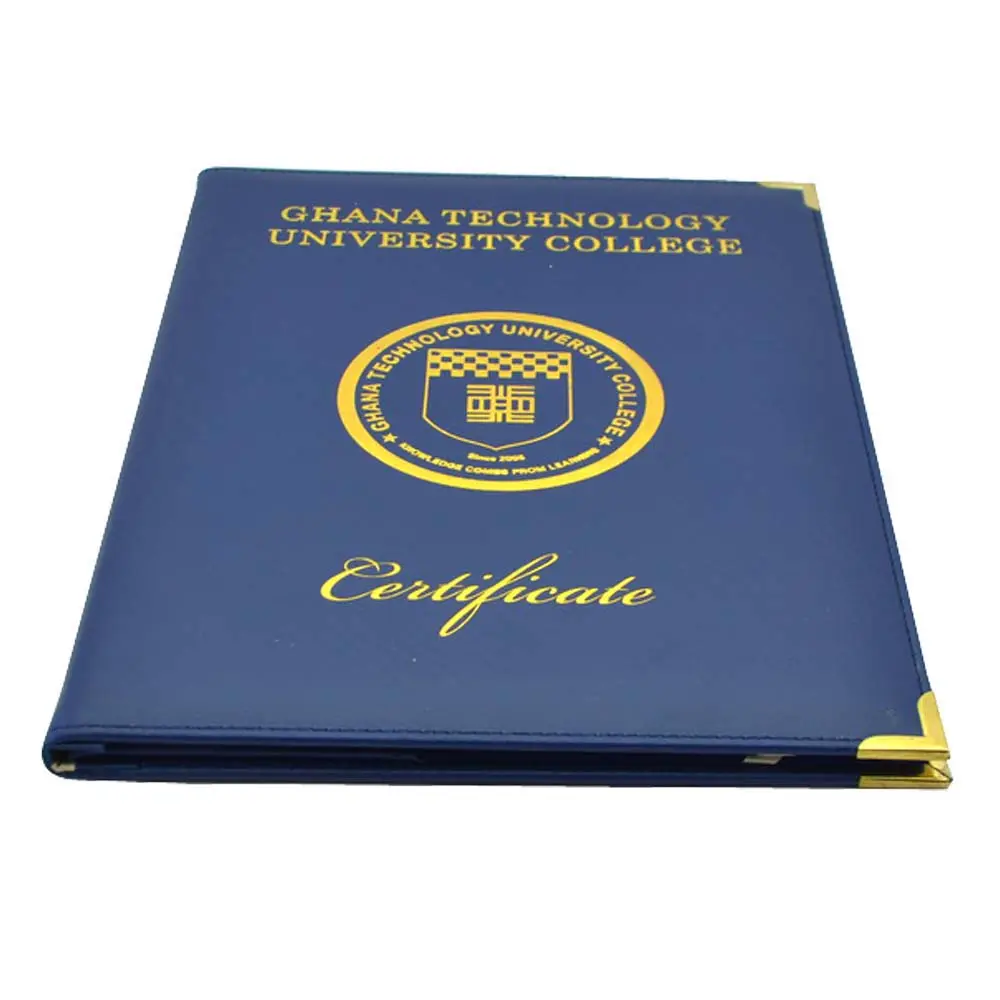 2024 yeni tasarım özel Diploma klasör deri Diploma sertifika tutucu kapak A4 deri sertifika klasörü