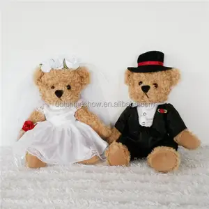 Pretty Bride And Groom Teddy Bear Plush Toy New Wedding Valentine Gift Custom Stuffed Soft Toy Plush Couple Teddy Bear